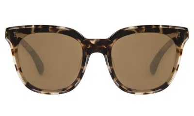 Illesteva Camille 64 Sunglasses In White Tortoise / Brown Flat