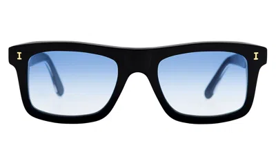 Illesteva Catania Sunglasses In Black/gold / Blue Flat Gradient See Through