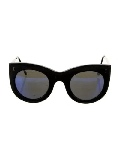 Pre-owned Illesteva Cat-eye Mirrored Sunglasses In Black