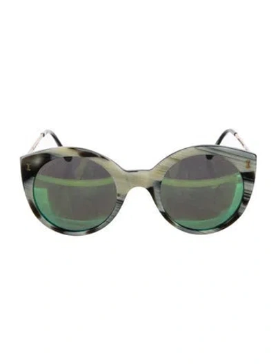 Pre-owned Illesteva Cat-eye Mirrored Sunglasses In Blue