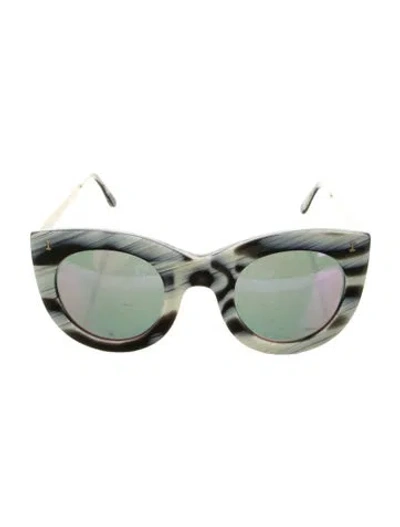 Pre-owned Illesteva Cat-eye Mirrored Sunglasses In White