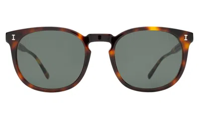 Illesteva Eldridge 56 Sunglasses In Havana / Dark Olive Flat