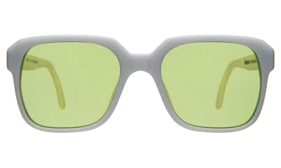 Illesteva Felix Sunglasses In Matte Light Grey/matte Ivory / Green See Through