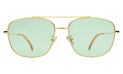Illesteva Frankie Sunglasses In Gold / Mint Flat See Through