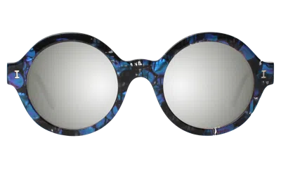 Illesteva Frieda Eco Sunglasses In Blueberry / Silver Mirror