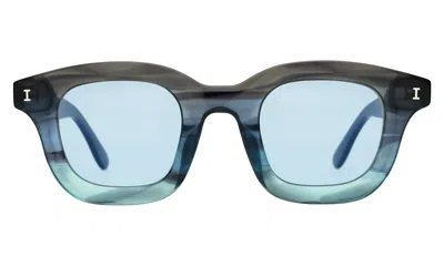 Illesteva George Sunglasses In Deep Sea / Light Blue Flat See Through