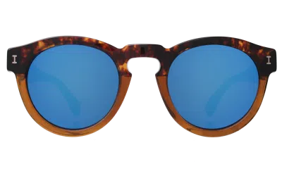 Illesteva Leonard (classic Flex Hinge) Sunglasses In Half/half Dark Brown / Blue Mirror