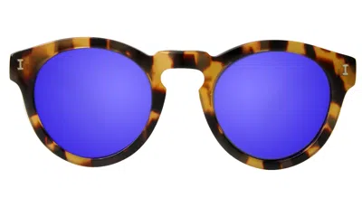 Illesteva Leonard (classic Flex Hinge) Sunglasses In Honey Tortoise / Violet Mirror