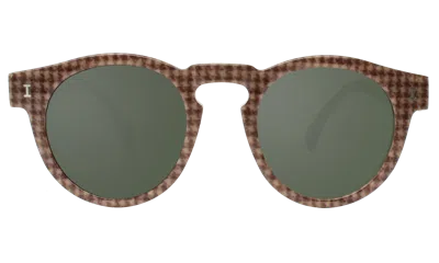 Illesteva Leonard (classic Flex Hinge) Sunglasses In Houndstooth / Olive Metal Mirror
