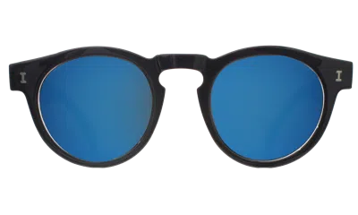 Illesteva Leonard (classic Flex Hinge) Sunglasses In Tuxedo / Blue Mirror
