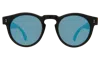 Illesteva Leonard (classic Flex Hinge) Sunglasses In Tuxedo / Sky Blue Flat Mirror