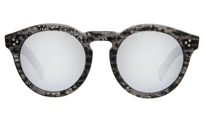Illesteva Leonard Ii Sunglasses In Black Frost / Silver Mirror