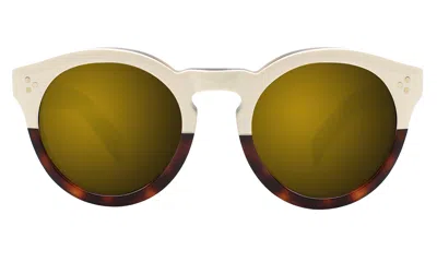 Illesteva Leonard Ii Sunglasses In Half/half Cream / Gold Mirror