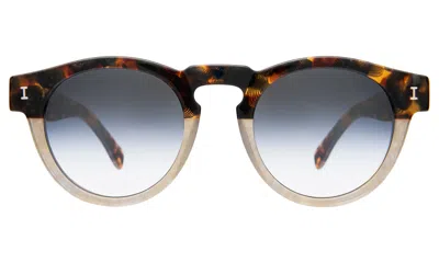 Illesteva Leonard Sunglasses In H/h Maple Bone / Silver Mirror Gradient