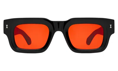 Illesteva Lewis Sunglasses In Black / Red Flat See Through