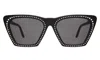 Illesteva Lisbon Crystal Sunglasses In Black W/ Silver Swarovski Crystals / Grey Flat