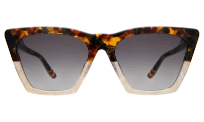 Illesteva Lisbon Sunglasses In H/h Maple Bone / Grey Gradient