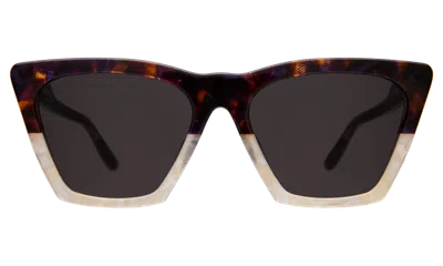 Illesteva Lisbon Sunglasses In H/h Rum Raisin Bone / Grey