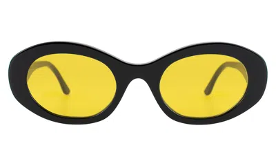 Illesteva Luna Sunglasses In Black / Honey Flat See Through