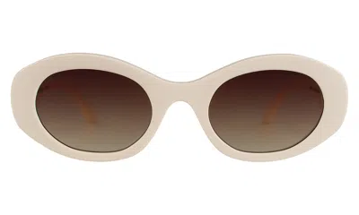 Illesteva Luna Sunglasses In Cream / Brown Flat Gradient
