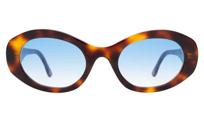 Illesteva Luna Sunglasses In Havana / Blue Flat Gradient See Through