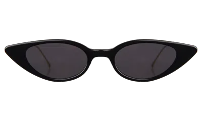 Illesteva Marianne Sunglasses In Black/gold / Grey Flat