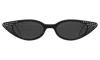 Illesteva Marianne Sunglasses In Matte Black W/ Silver Swarovski Crystals / Grey Flat