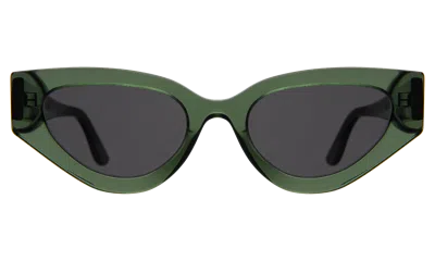 Illesteva Mary Lou 51 Sunglasses In Pine / Grey Flat