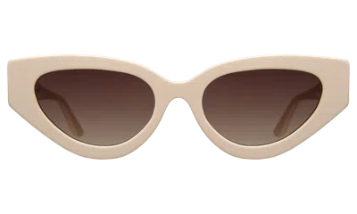 Illesteva Mary Lou Sunglasses In Cream / Brown Flat Gradient