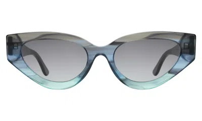 Illesteva Mary Lou Sunglasses In Deep Sea / Grey Flat Gradient