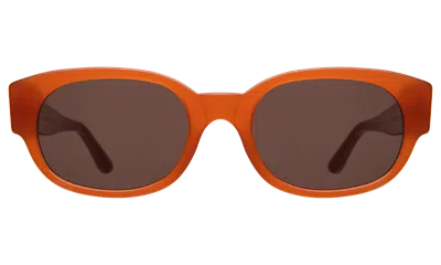 Illesteva Montreal Sunglasses In Tangerine / Brown Flat