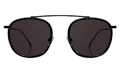 Illesteva Mykonos Ace Sunglasses In Black Marble/matte Black / Grey Flat