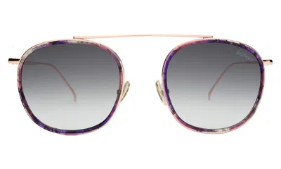 Illesteva Mykonos Ace Sunglasses In Iris/rose Gold / Grey Flat Gradient