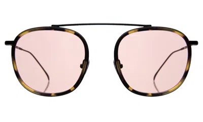 Illesteva Mykonos Ace Sunglasses In Matte Tortoise/matte Black / Dusty Pink Flat See Through