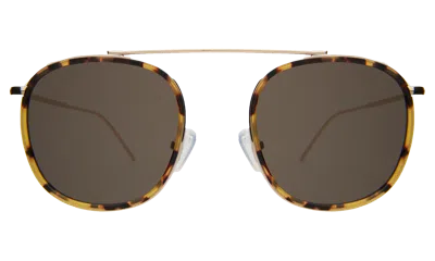 Illesteva Mykonos Ace Sunglasses In White Tortoise/gold / Brown Flat Gradient