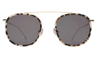 Illesteva Mykonos Ace Sunglasses In White Tortoise/gold / Grey Flat