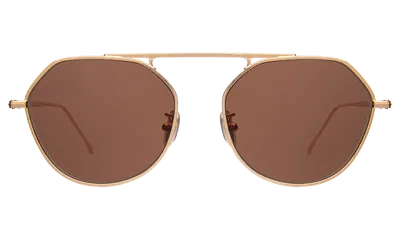 Illesteva Nicosia 57 Sunglasses In Rose Gold / Brown Flat