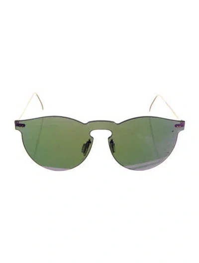 Pre-owned Illesteva Oversize Mirrored Sunglasses In Gold