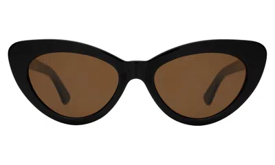 Illesteva Pamela Sunglasses In Black / Brown Flat