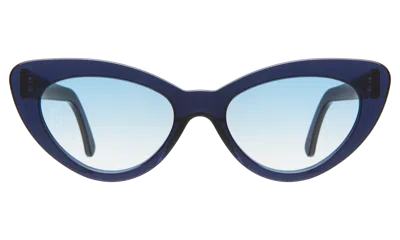 Illesteva Pamela Sunglasses In Navy / Ocean Flat Gradient See Through