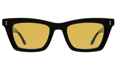 Illesteva Portugal Sunglasses In Black / Honey Flat See Through