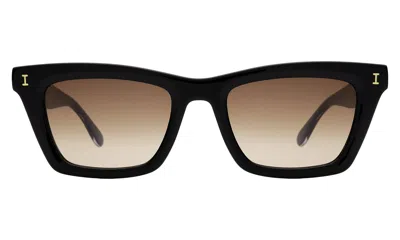 Illesteva Portugal Sunglasses In Black/gold / Brown Flat Gradient