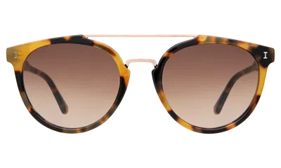 Illesteva Puglia Sunglasses In Tortoise/rose Gold / Brown Flat Gradient