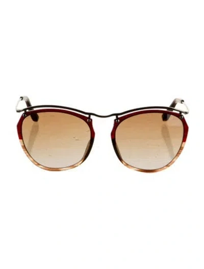 Pre-owned Illesteva Round Gradient Sunglasses In Brown