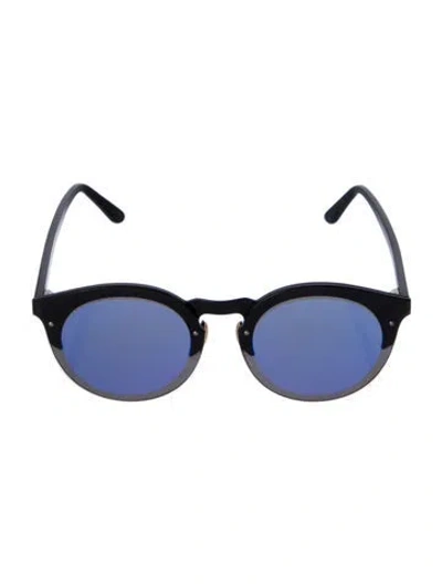 Pre-owned Illesteva Round Mirrored Sunglasses In Black