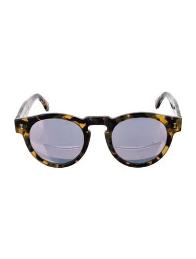 Pre-owned Illesteva Round Mirrored Sunglasses In Black