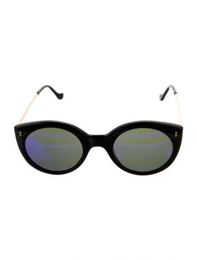 Pre-owned Illesteva Round Mirrored Sunglasses In Black