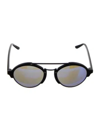 Pre-owned Illesteva Round Mirrored Sunglasses In Black