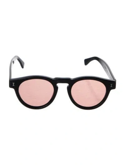 Pre-owned Illesteva Round Mirrored Sunglasses In Black