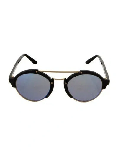 Pre-owned Illesteva Round Mirrored Sunglasses In Black